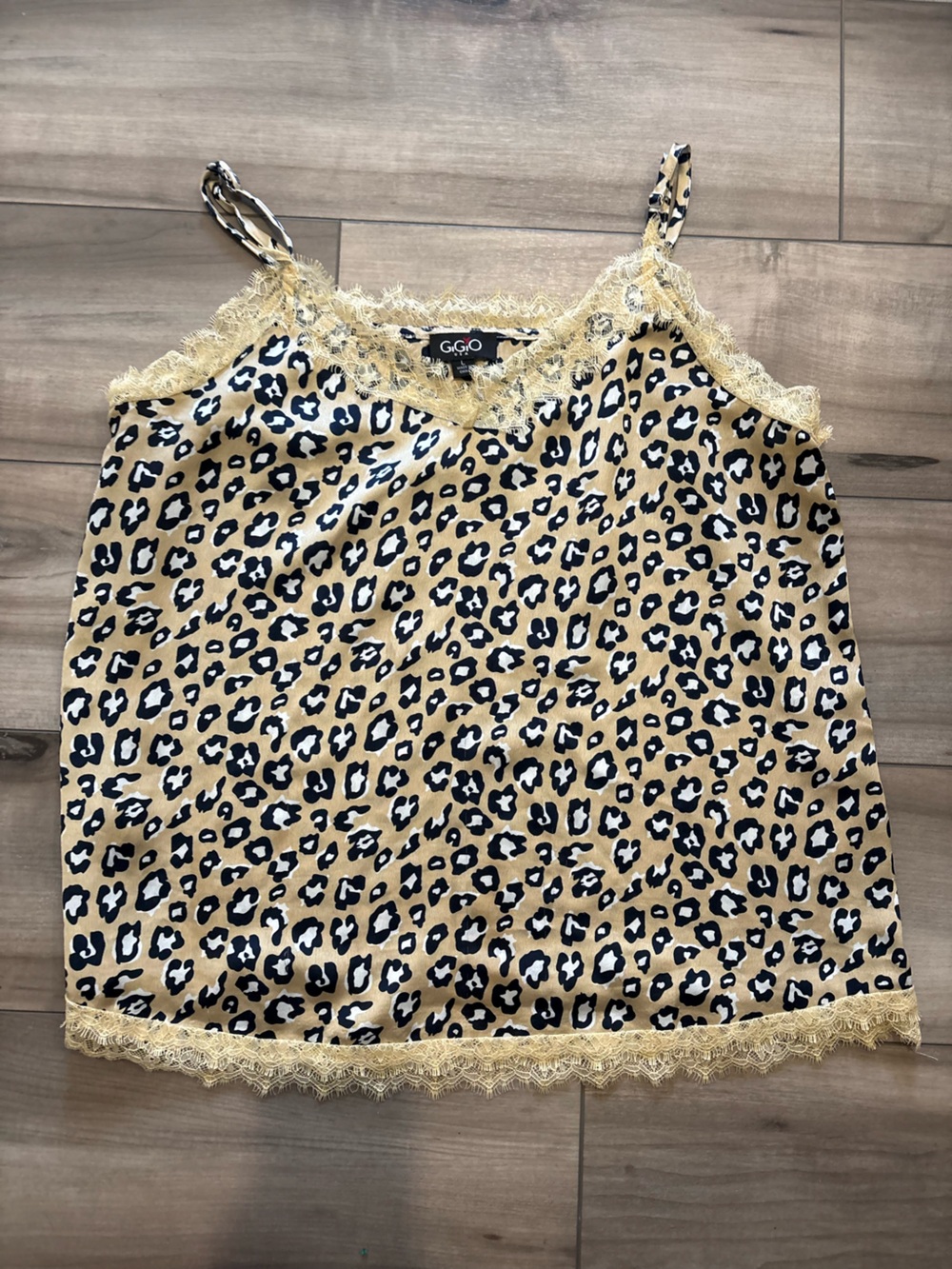GiGiO USA Leopard Print Lace Trim Camisole Size L